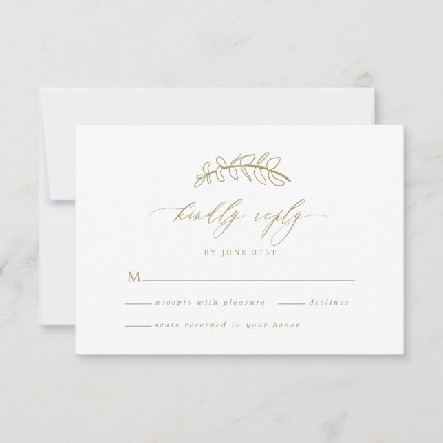 Carte RSVP Gold Leaf Wedding (Devant)
