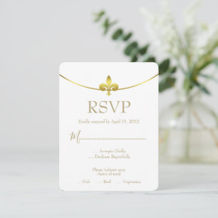 Carte RSVP Golden Fleur de Lis Wedding