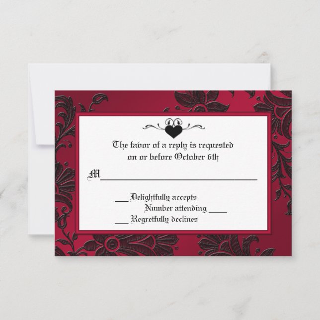 Carte RSVP gothique rouge et noire (Devant)
