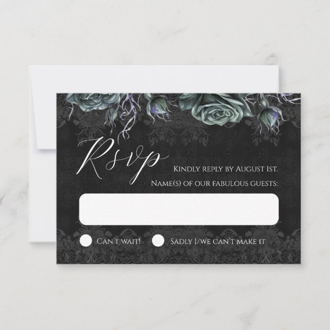 Carte RSVP gothique victorienne romantique noire (Devant)