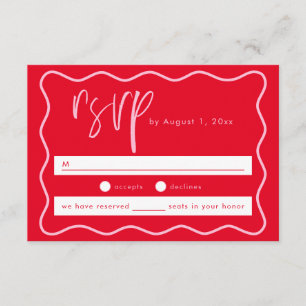 Carte RSVP Gras Moderne, Rose Et Rouge