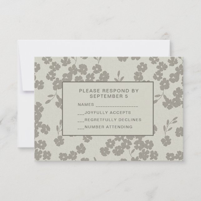 Carte RSVP Gris Chaud Formel Floral Élégant Modern (Devant)
