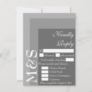 Carte RSVP Gris Moderne Chic Script Wedding