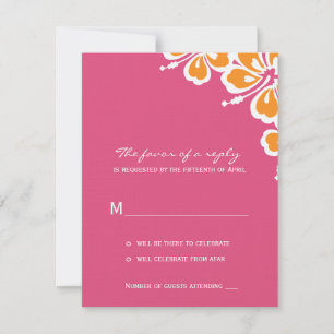 Carte RSVP Hibiscus de mariage de joie - Azalea -