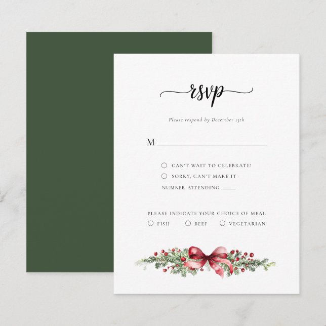 Carte RSVP hiver de Noël (Devant / Derrière)