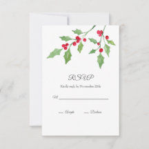 Carte RSVP Holly Sprigs aquarelle