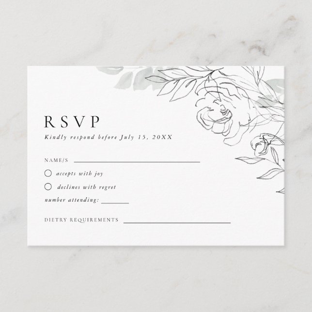 Carte RSVP illustrant la flore botanique (Devant)