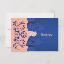 Carte RSVP IMPRIMÉE Peach Blue RIBBON