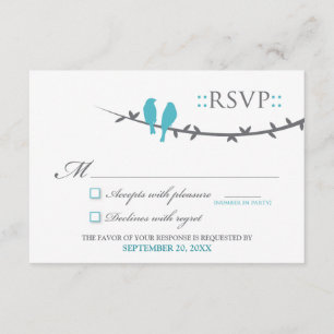 Carte RSVP Inséparable (aqua & blanc)