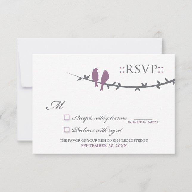 Carte RSVP Inséparable (violet et blanc) (Devant)