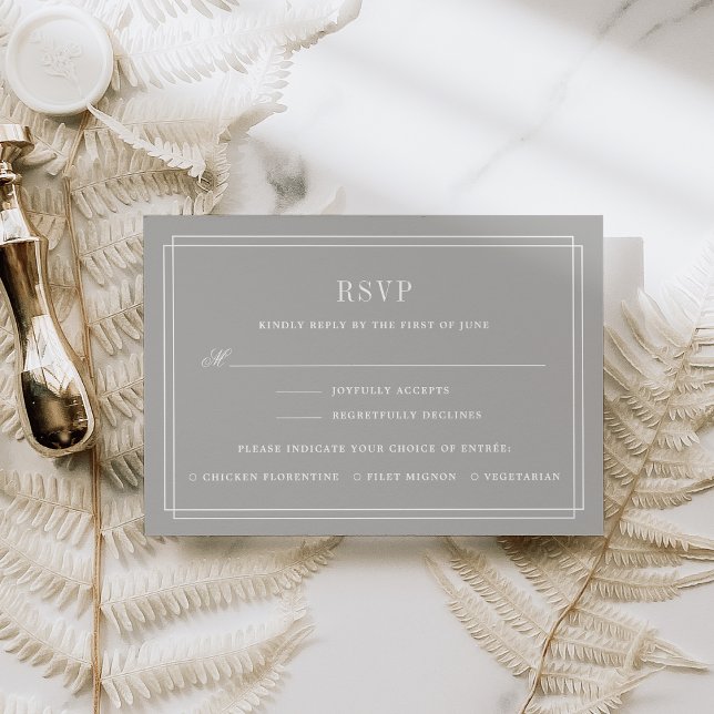 Carte RSVP intemporelle avec choix de repas | Vert (Créateur téléchargé)