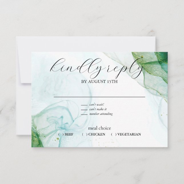 Carte RSVP Kelly Green Fluid Enk (Devant)