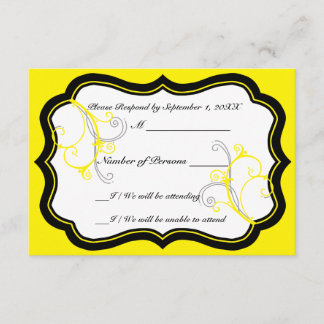Carte RSVP Kurli-Q Ivory B (Jaune)