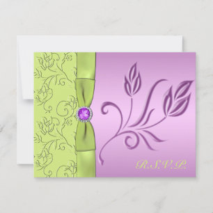Carte RSVP Lavande et Bijoux Vert