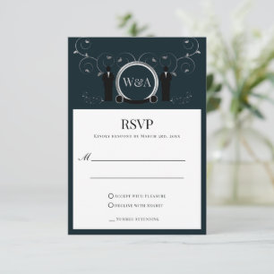 Carte RSVP LGBTQ pour Mariage masculin Silver Blue