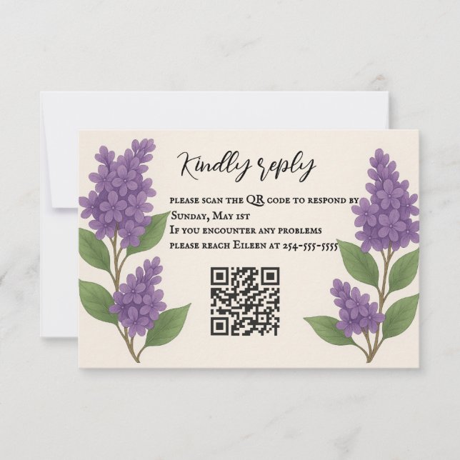 Carte RSVP Lilac Reverie QR Code (Devant)