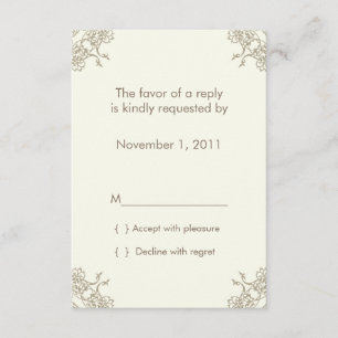 Carte RSVP Little Lacey (crème) avec enveloppe