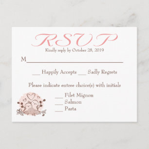 Carte RSVP Lovebirds Rose Et Brown De Réponse