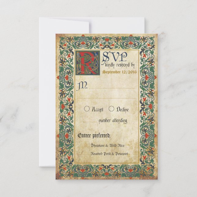 Carte RSVP Manuscript Médiévale (Devant)
