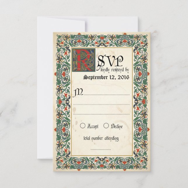 Carte RSVP Manuscript Médiévale (Devant)