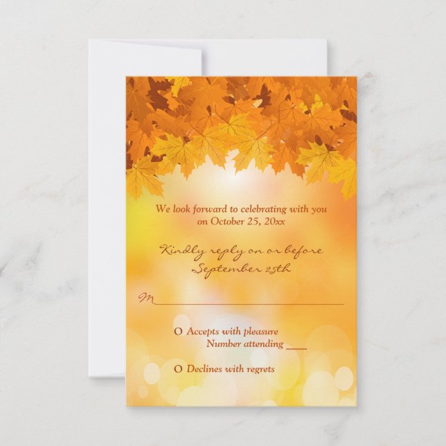 Carte RSVP Maple Feuille Automne Splendor Wedding (Devant)