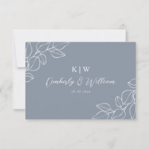 CARTE RSVP MARIAGE BOTANIQUE BLEU PÂLE