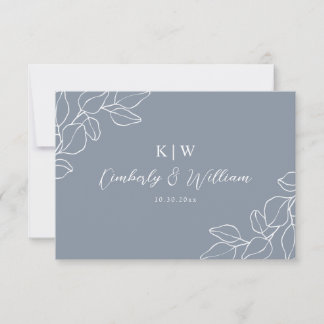 CARTE RSVP MARIAGE BOTANIQUE BLEU PÂLE