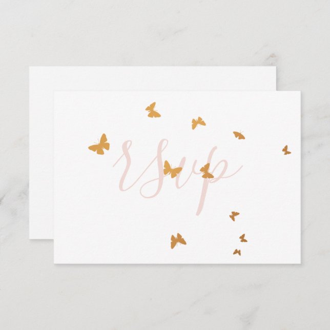 Carte RSVP mariage Cake Butterflies (Devant / Derrière)