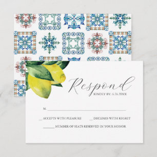 Carte RSVP Mariage Carrelage Lemon Amalfi