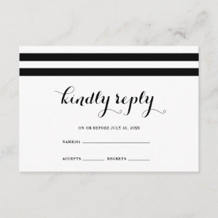 Carte RSVP Mariage côtier noir et blanc