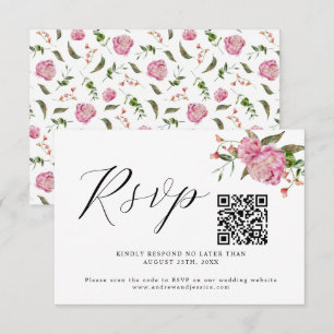 Carte RSVP Mariage couleur rose QR Code