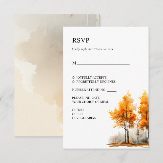 Carte RSVP mariage de automne (Devant / Derrière)