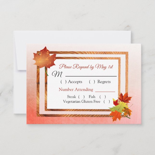 Carte RSVP Mariage de automne de congé d'automne (Devant)