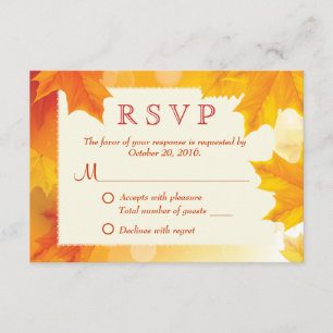 Carte RSVP Mariage de automne Feuille classique