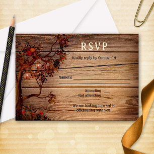 Carte RSVP Mariage de automne pour lumières romant