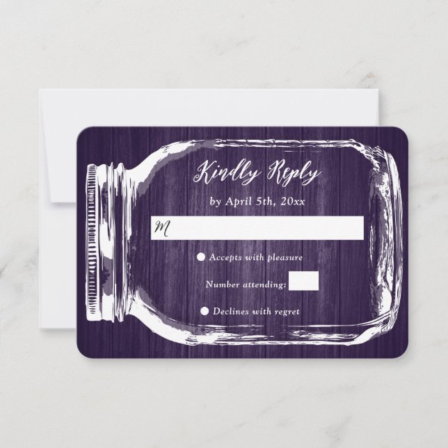 Carte RSVP Mariage de automne Russe Violet Mason J (Devant)