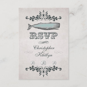 Carte RSVP Mariage de baleines vintage de la plage