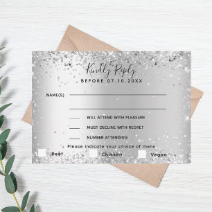 Carte RSVP mariage de choix du menu Argent