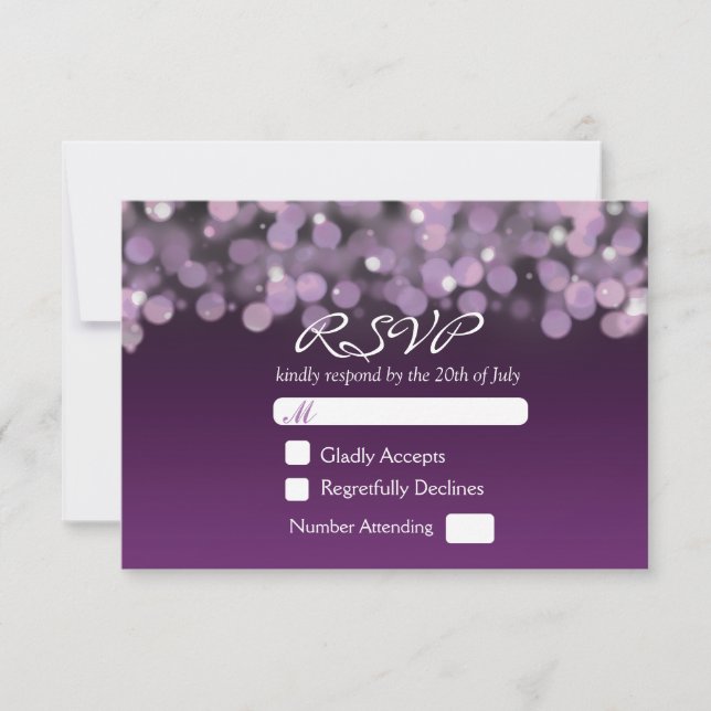 Carte RSVP Mariage de mariée avec ciel de nuit vio (Devant)