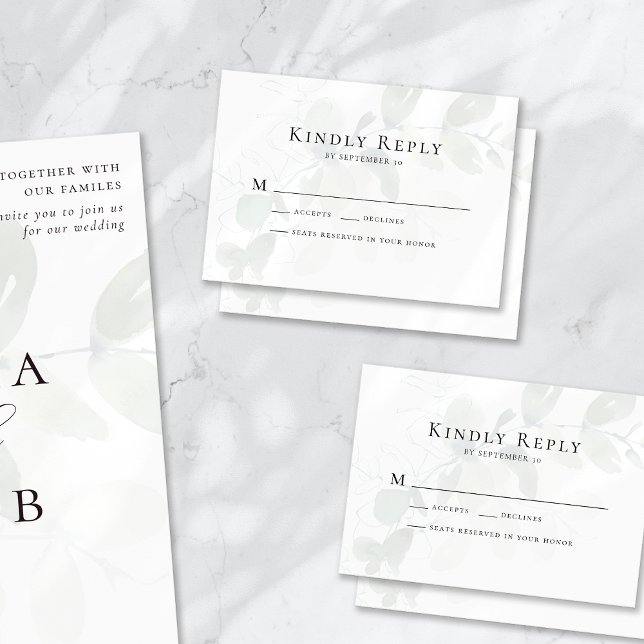 Carte RSVP Mariage Eucalyptus Muté (Créateur téléchargé)