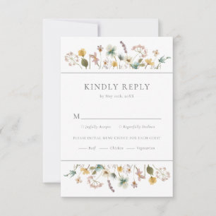 Carte RSVP mariage Fleur sauvage élégante