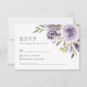 Carte RSVP Mariage Floral Rose violet