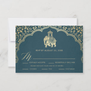 Carte RSVP Mariage Indien, Invitation Blanche et O