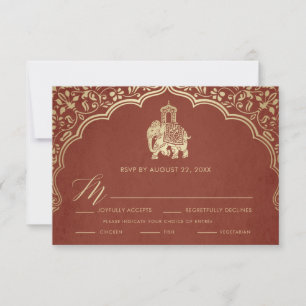 Carte RSVP Mariage Indien, Invitation Blanche et O