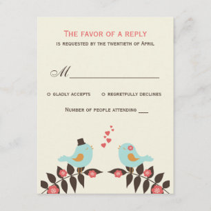 Carte RSVP mariage Inséparables