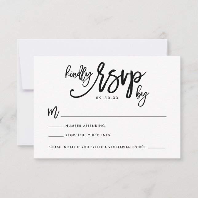 Carte RSVP Mariage Lettre Main Chic (Devant)