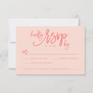Carte RSVP Mariage Lettre Main Chic   Corail