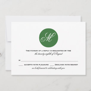 Carte RSVP Mariage Monogramme Cercle Vert Forêt