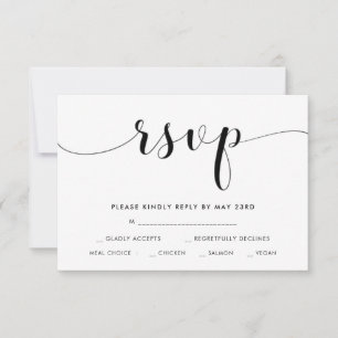 Carte RSVP mariage noir et blanc avec choix de rep