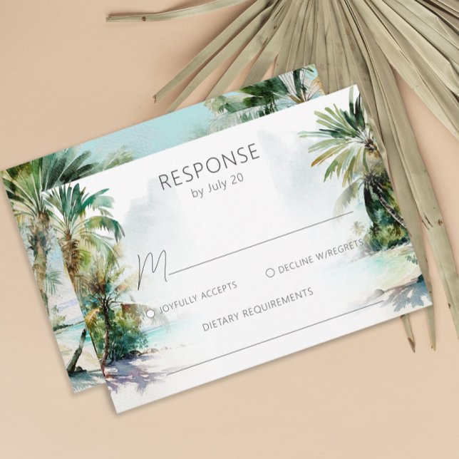 Carte RSVP Mariage Palm Trees Tropical Beach (Créateur téléchargé)